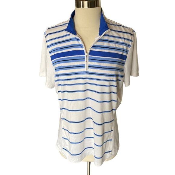 Tail White Label - Blue Stripe 1/4 Zip Top Women's Size Large - Picture 1 of 11